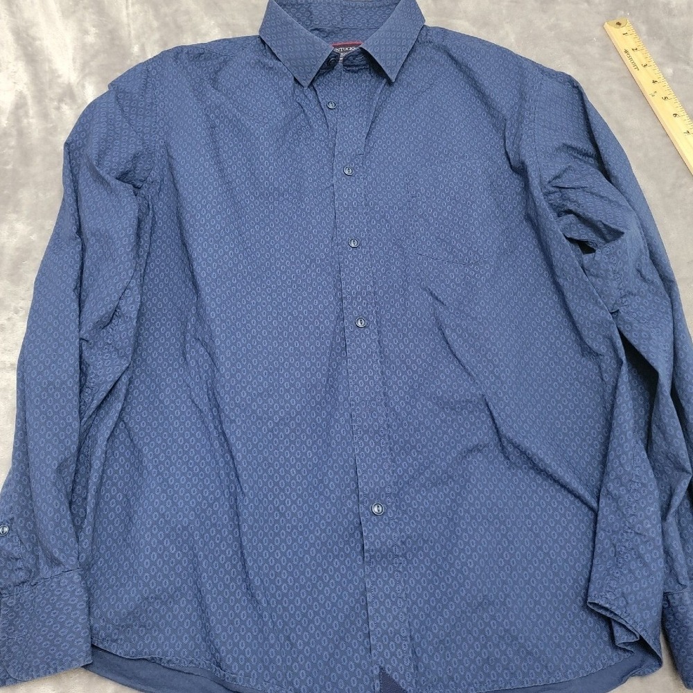 UNTUCKit Button Up Shirt Men XL Blue Geometric Long Sleeve Cotton Signature
